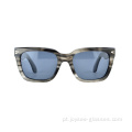 Trendy Unissex Full Rim States Stripe Grey Tortoise Top Quality Acetato Sunglasses